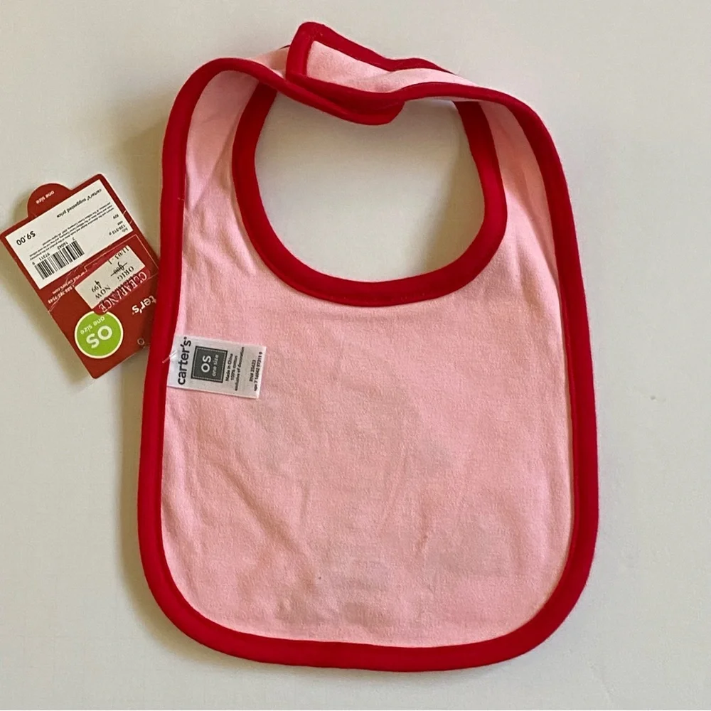 Christmas Bib NWT I Love Santa Holiday Infant NEW Carter’s Baby Girls Boys Red